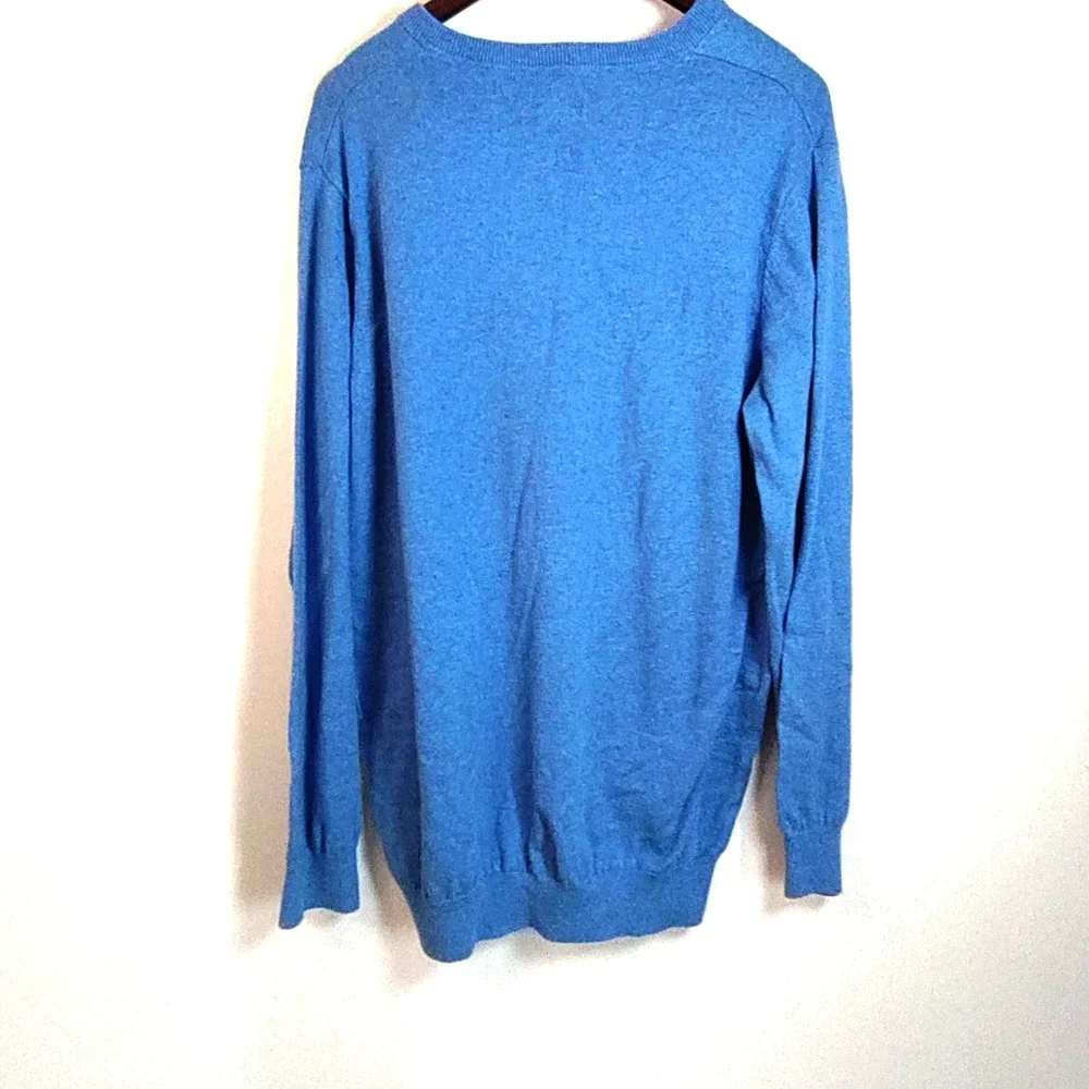 VTG LL Bean Cashmere Blend Sweater Men XLT Blue Long Sleeve V Neck Grandpa‎ Core